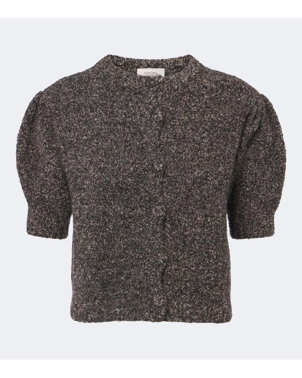 Agnona Gray Cashmere, Silk, And Wool Cardigan
