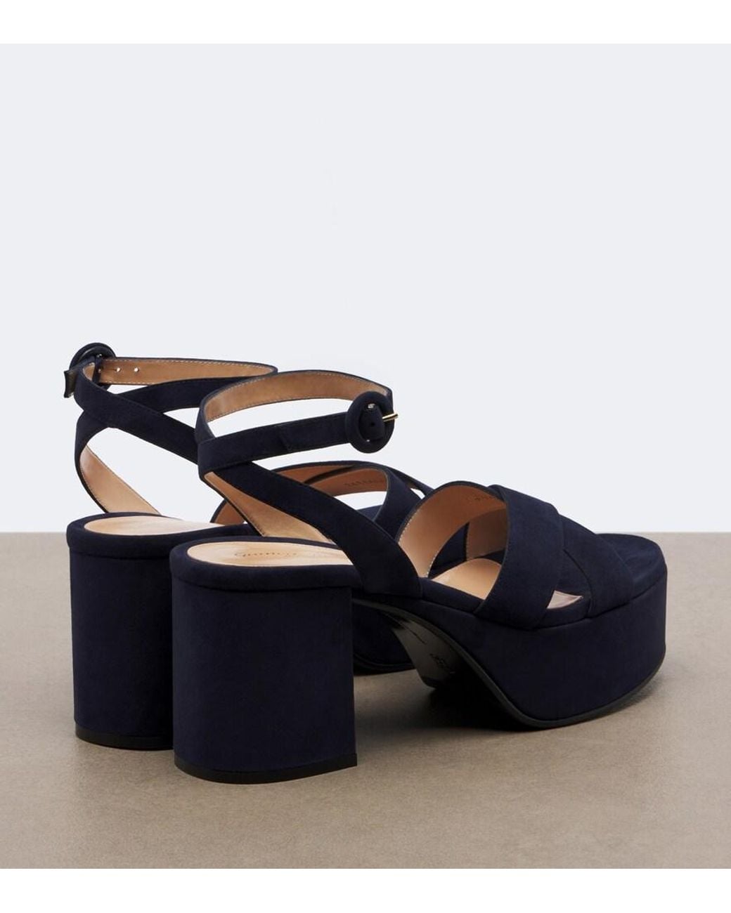 Gianvito Rossi Blue Sabrina Suede Platform Sandals