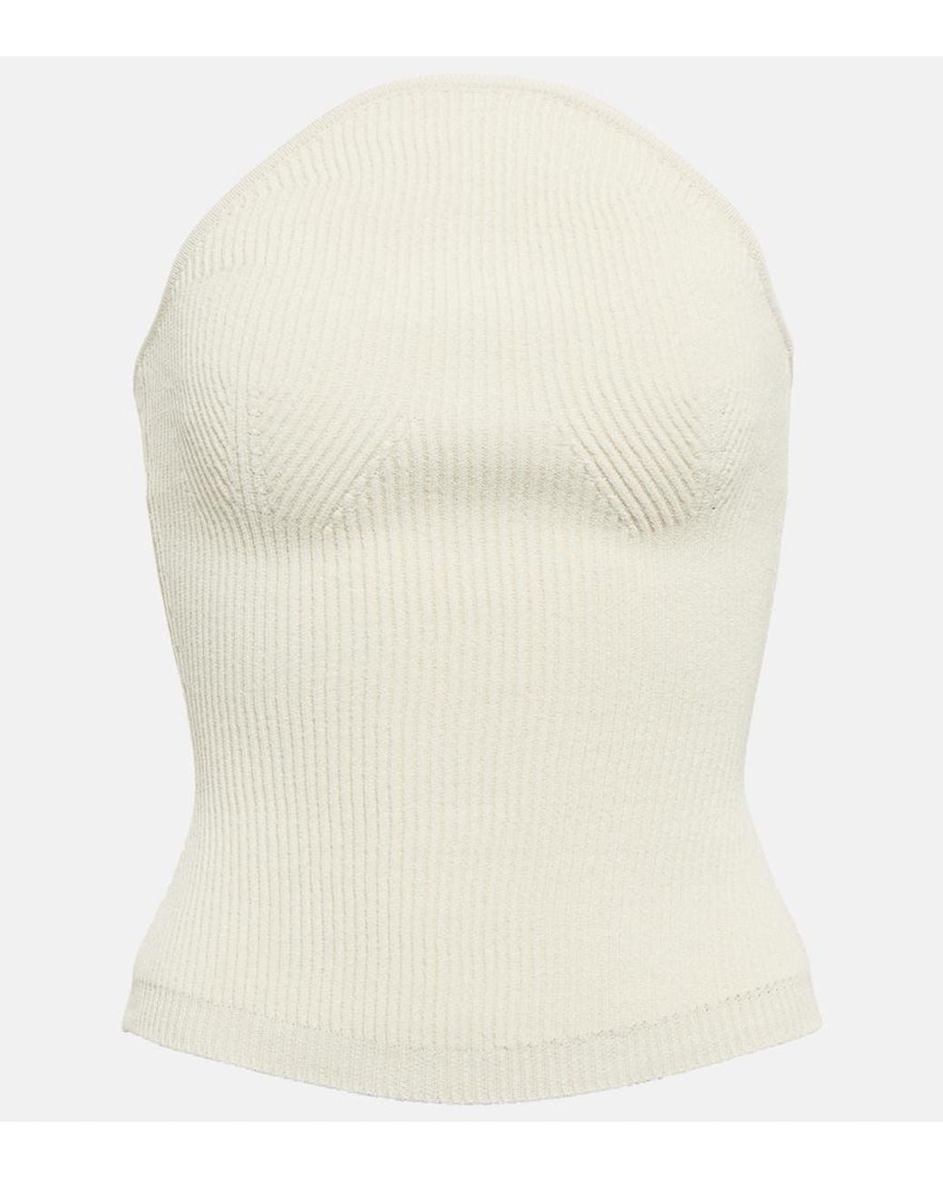 Khaite White Jericho Ribbed-Knit Bustier
