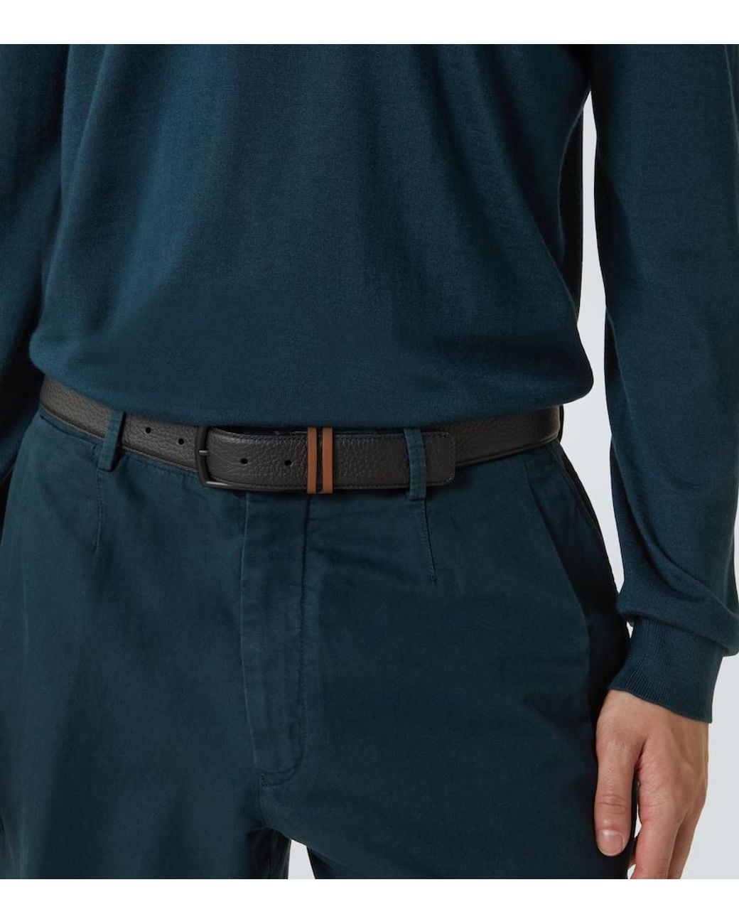 Zegna Black Leather Belt for men