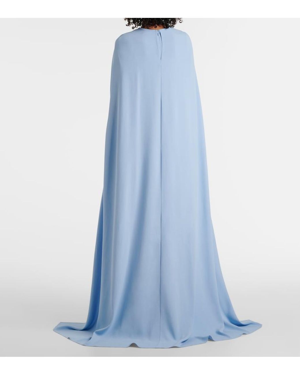 Markarian Blue Natasha Satin Cape Gown