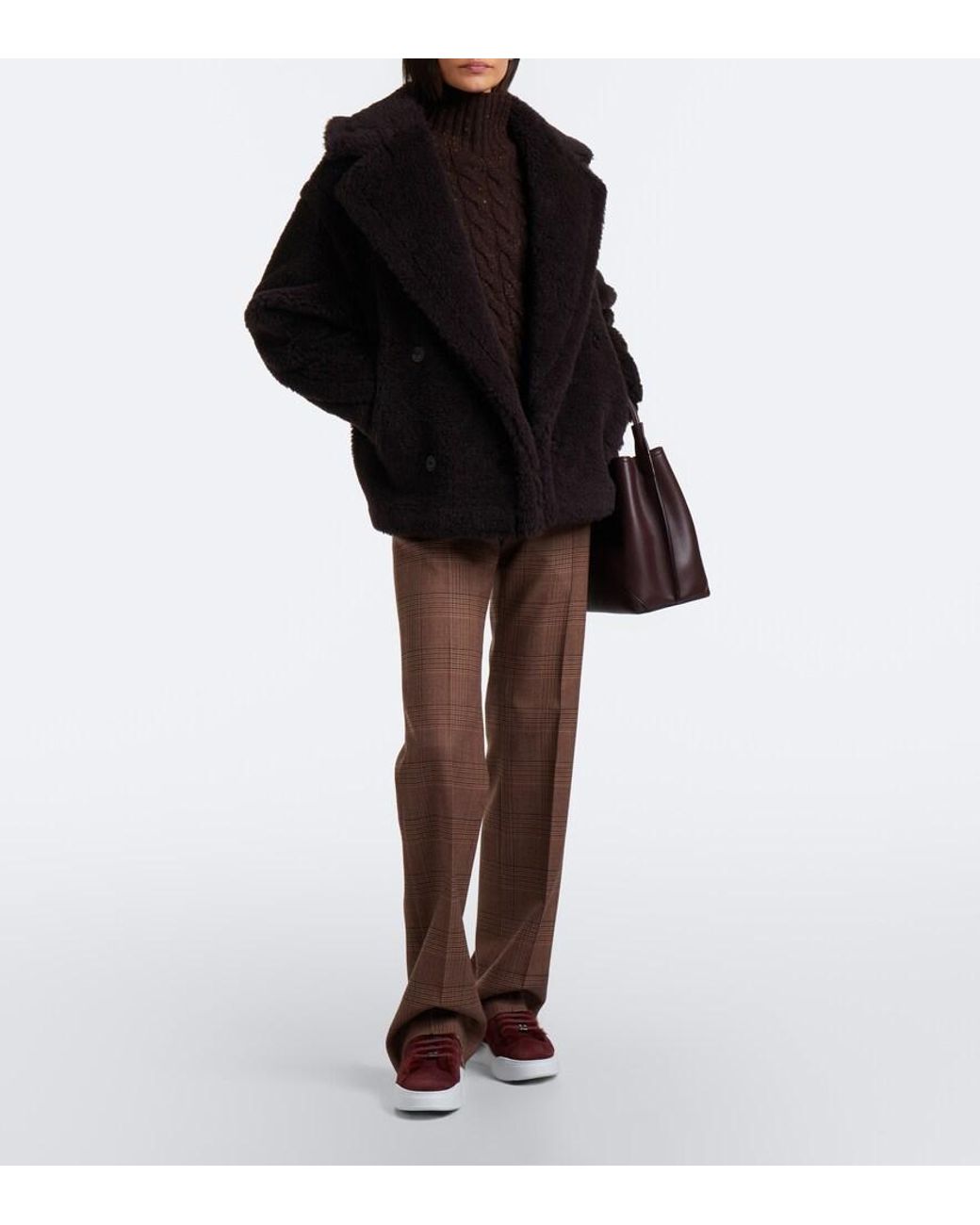 Max Mara Red Shearling-Lined Suede Sneakers