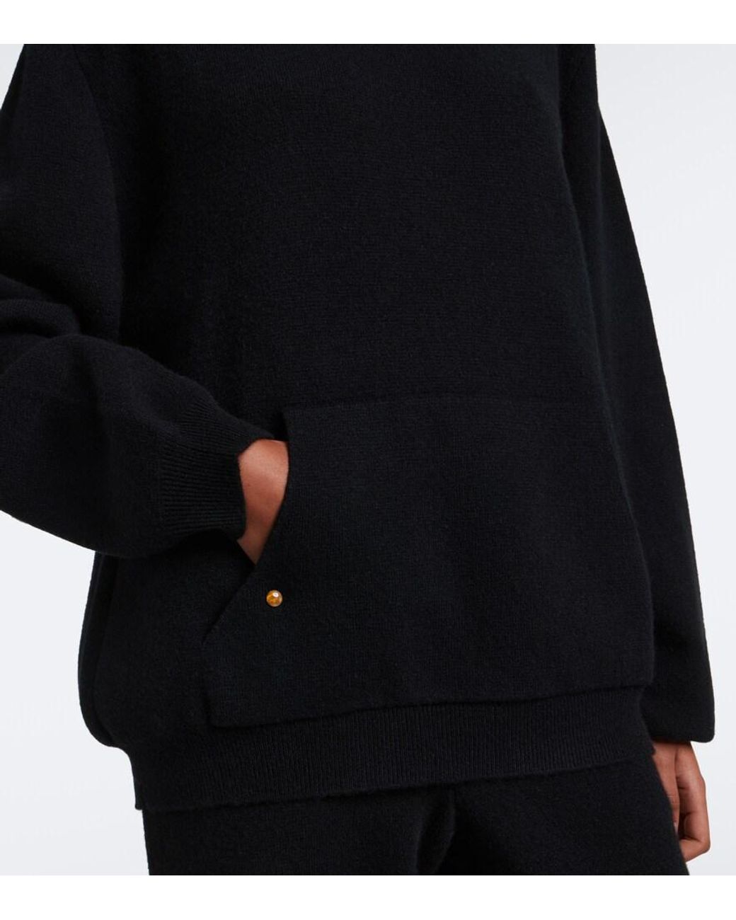 God's True Cashmere Black Milano Cashmere Hoodie With Tiger's Eye