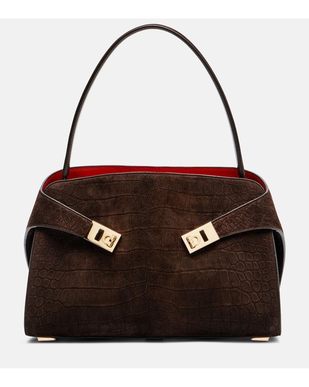 Ferragamo Black Hug Small Suede Shoulder Bag