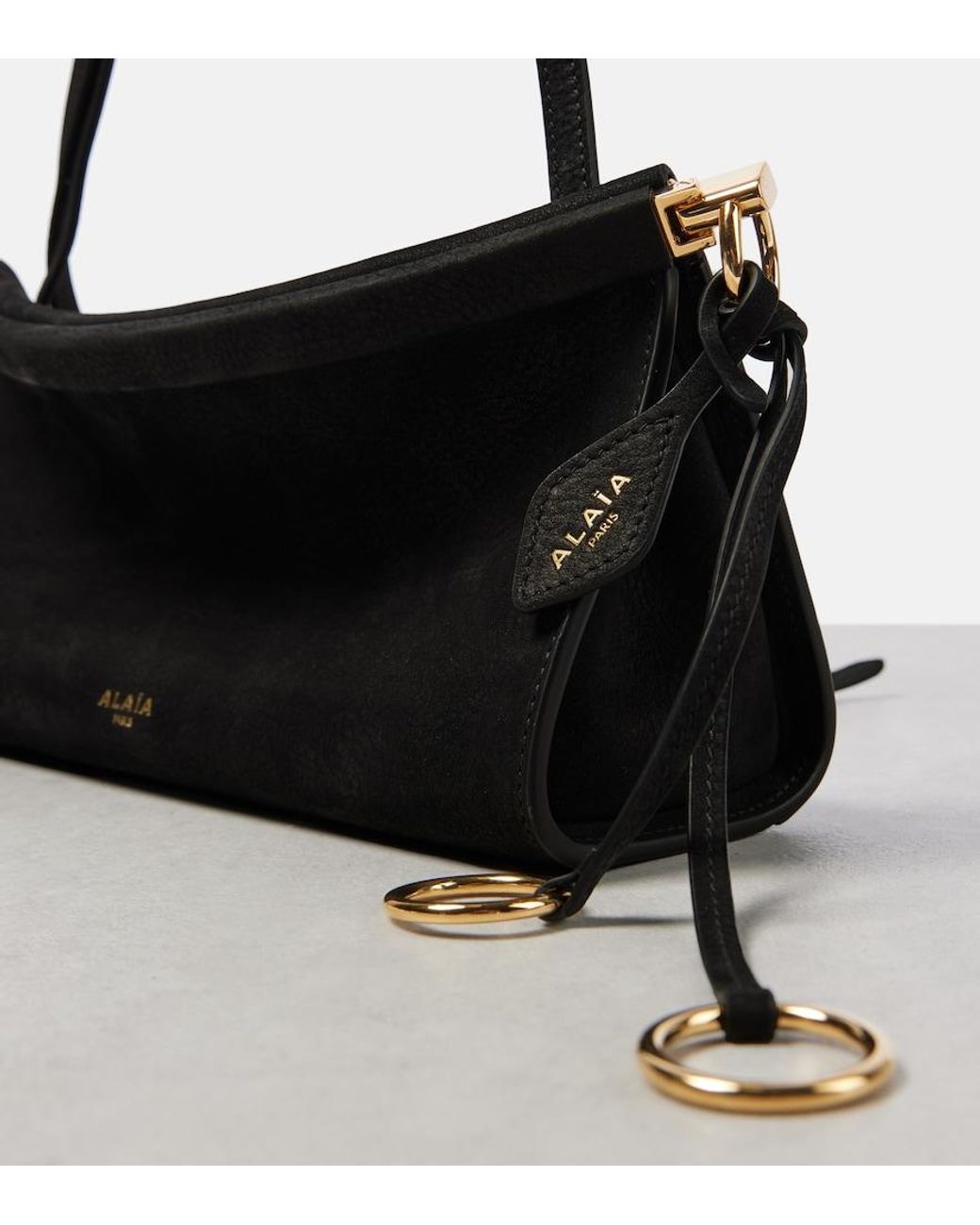 Alaïa Black Click E/W Small Textured-Nubuck Shoulder Bag