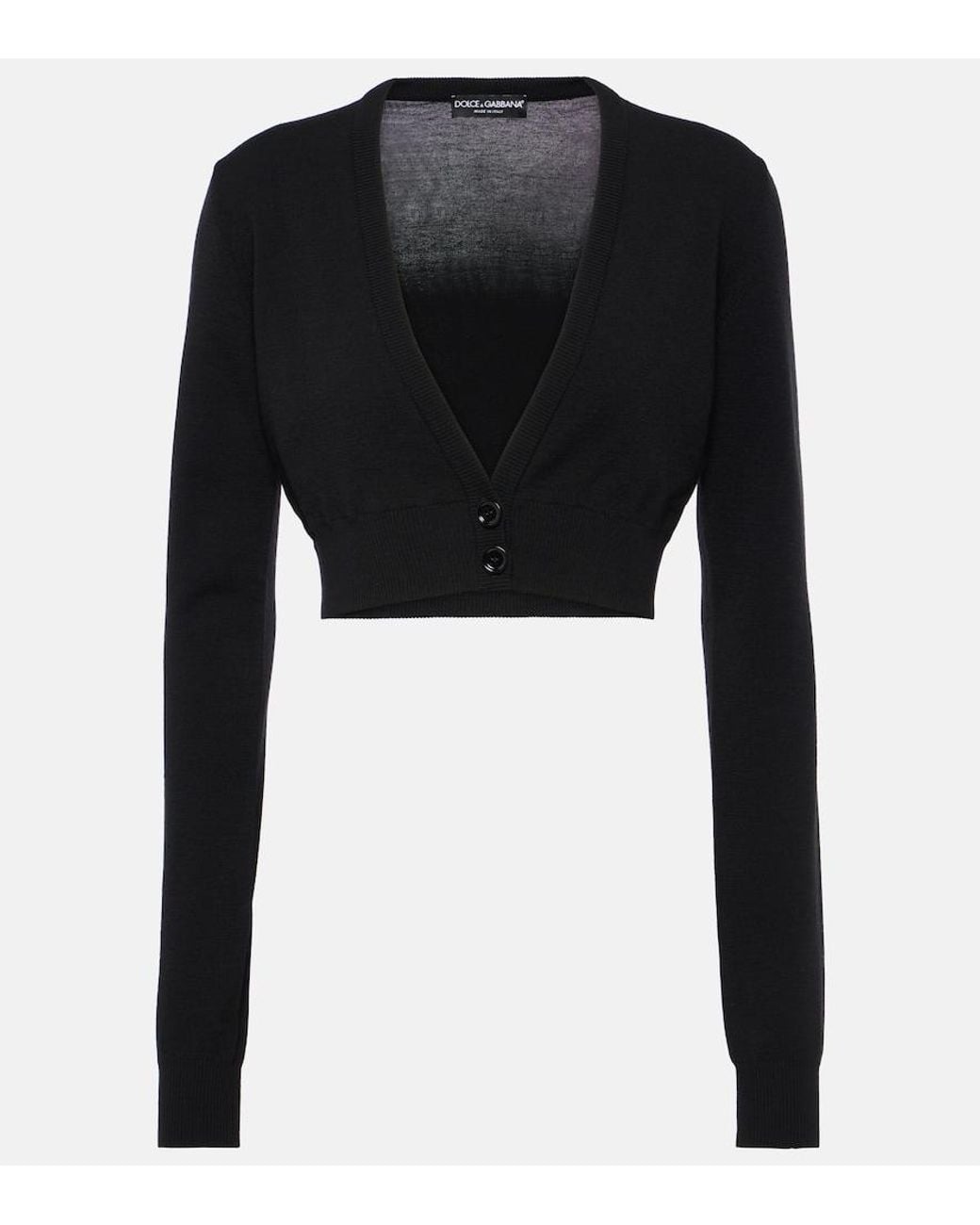Dolce & Gabbana Black Cropped Virgin Wool Cardigan