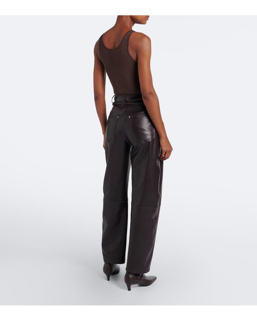 Arma Black Leather Wide-Leg Pants