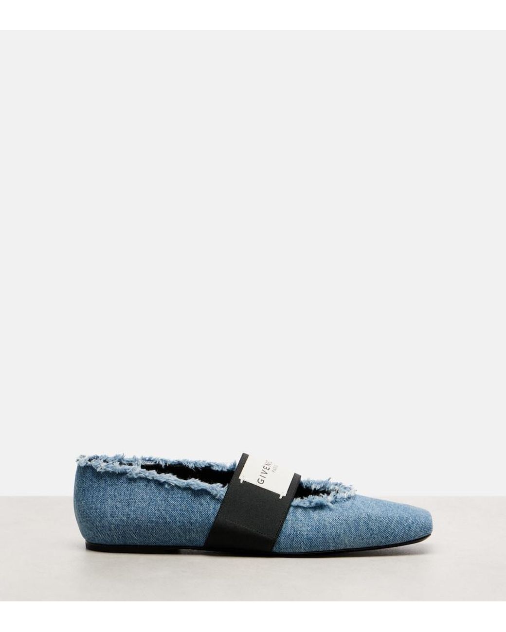 Givenchy Blue Sliced Square Denim Ballet Flats