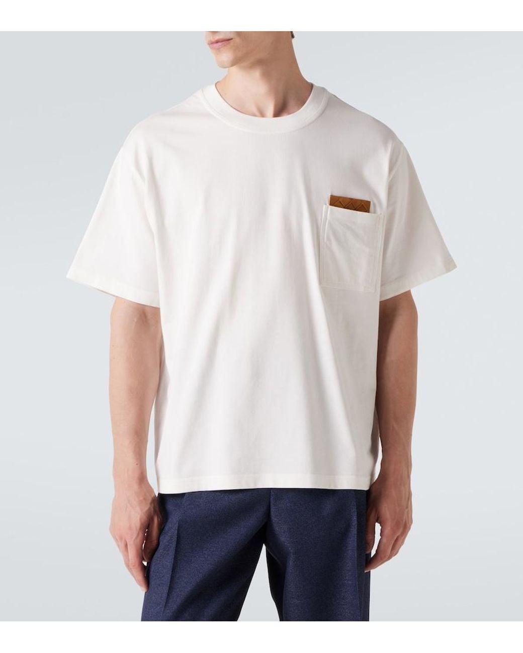 Bottega Veneta White Suede-Trimmed Cotton Jersey T-Shirt for men
