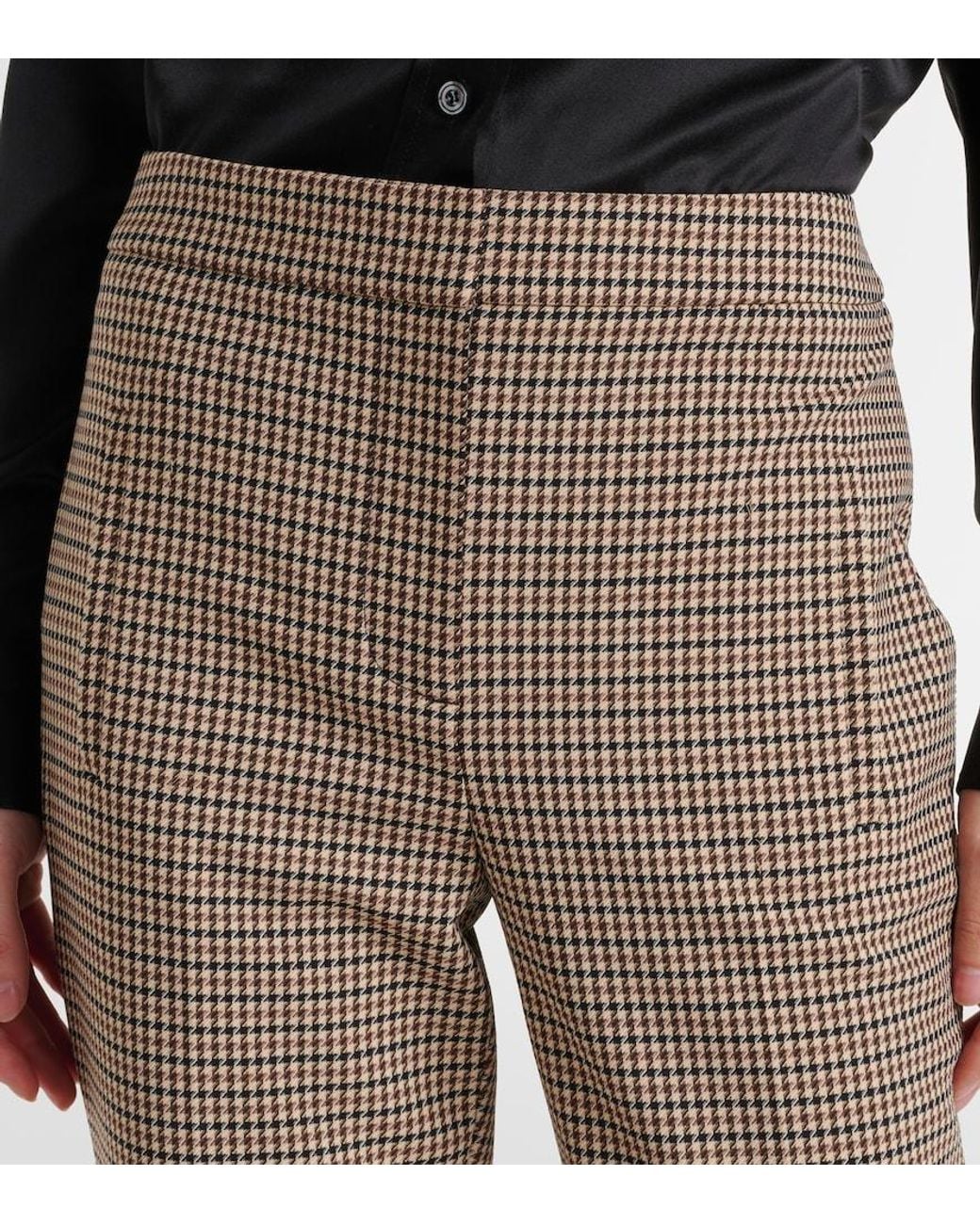 Veronica Beard Gray Arte Houndstooth High-Rise Cropped Pants