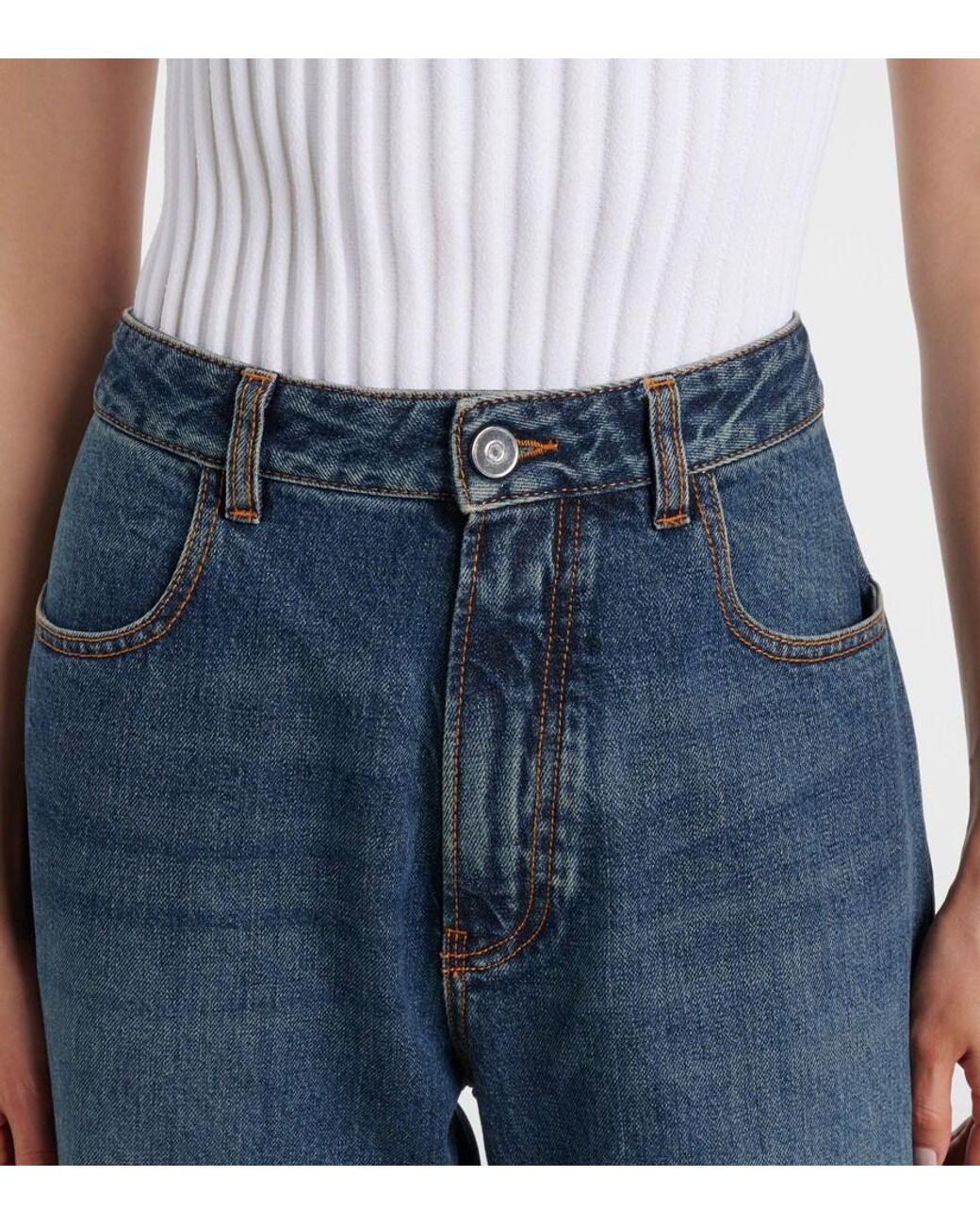 Alaïa Blue Low-Rise Straight Jeans