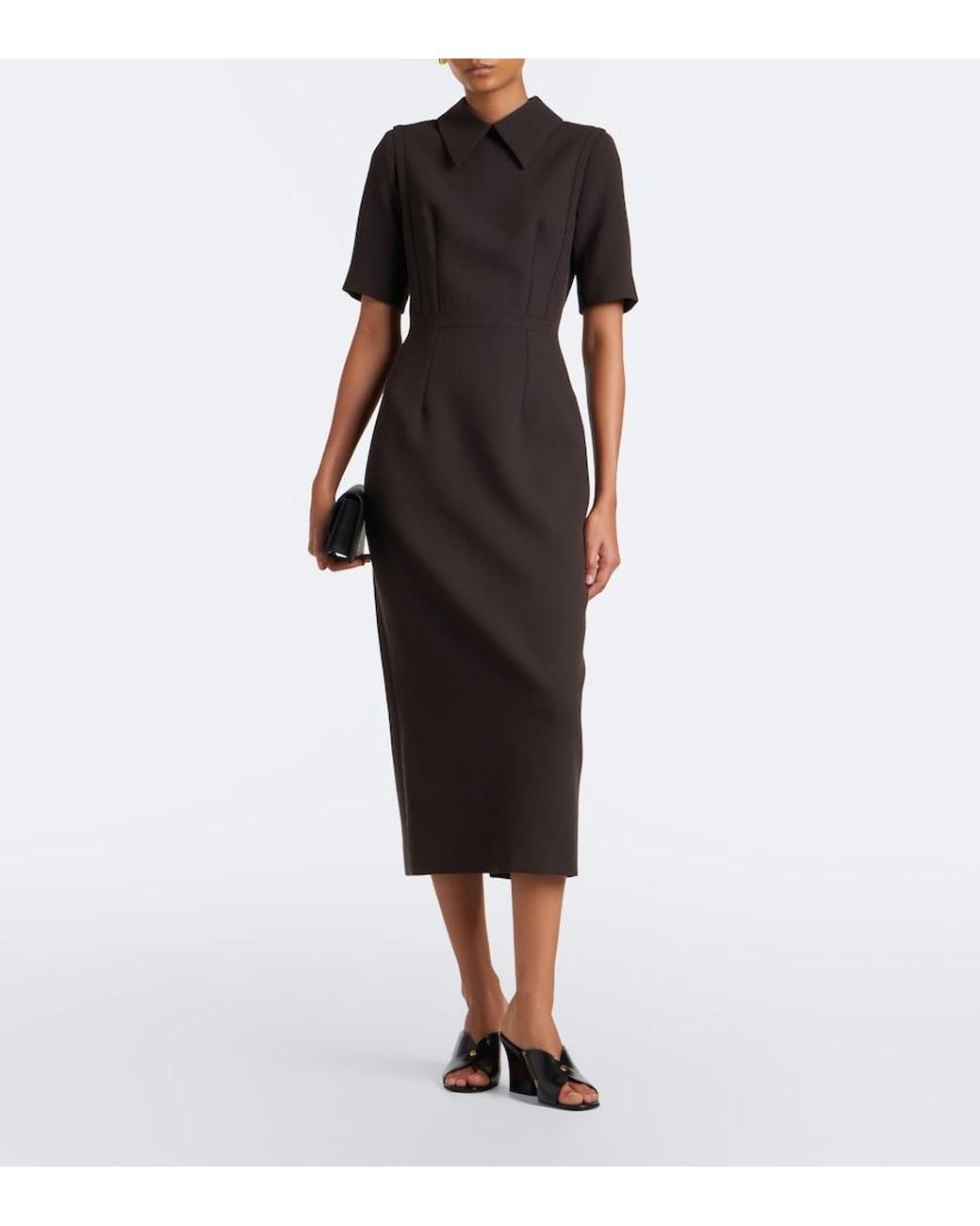 Emilia Wickstead Black Valletta Wool Midi Dress