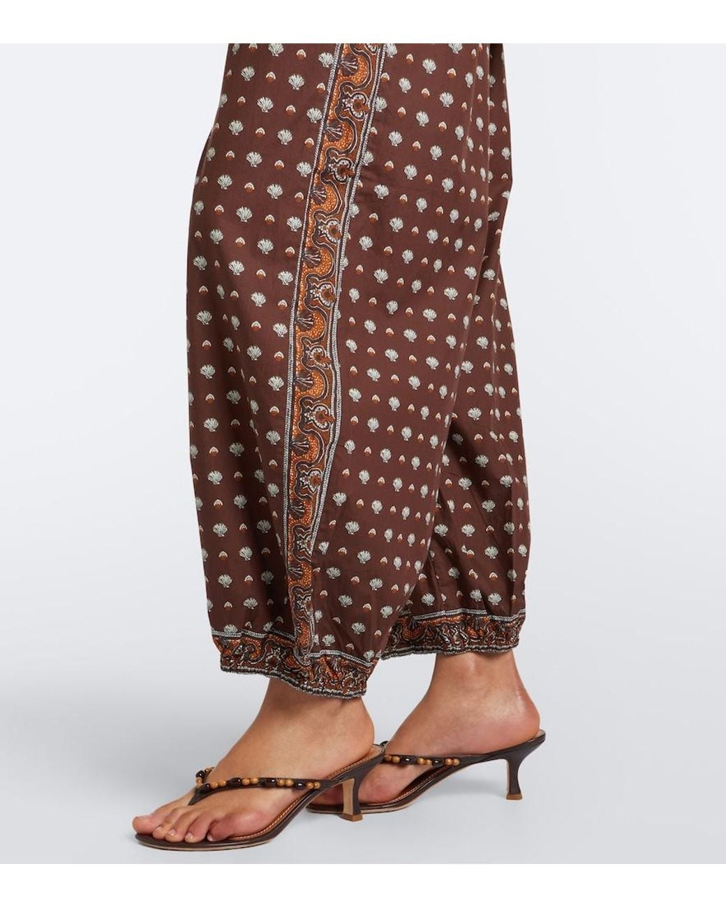 Doen Brown Yarrow Printed Cotton Tapered Pants