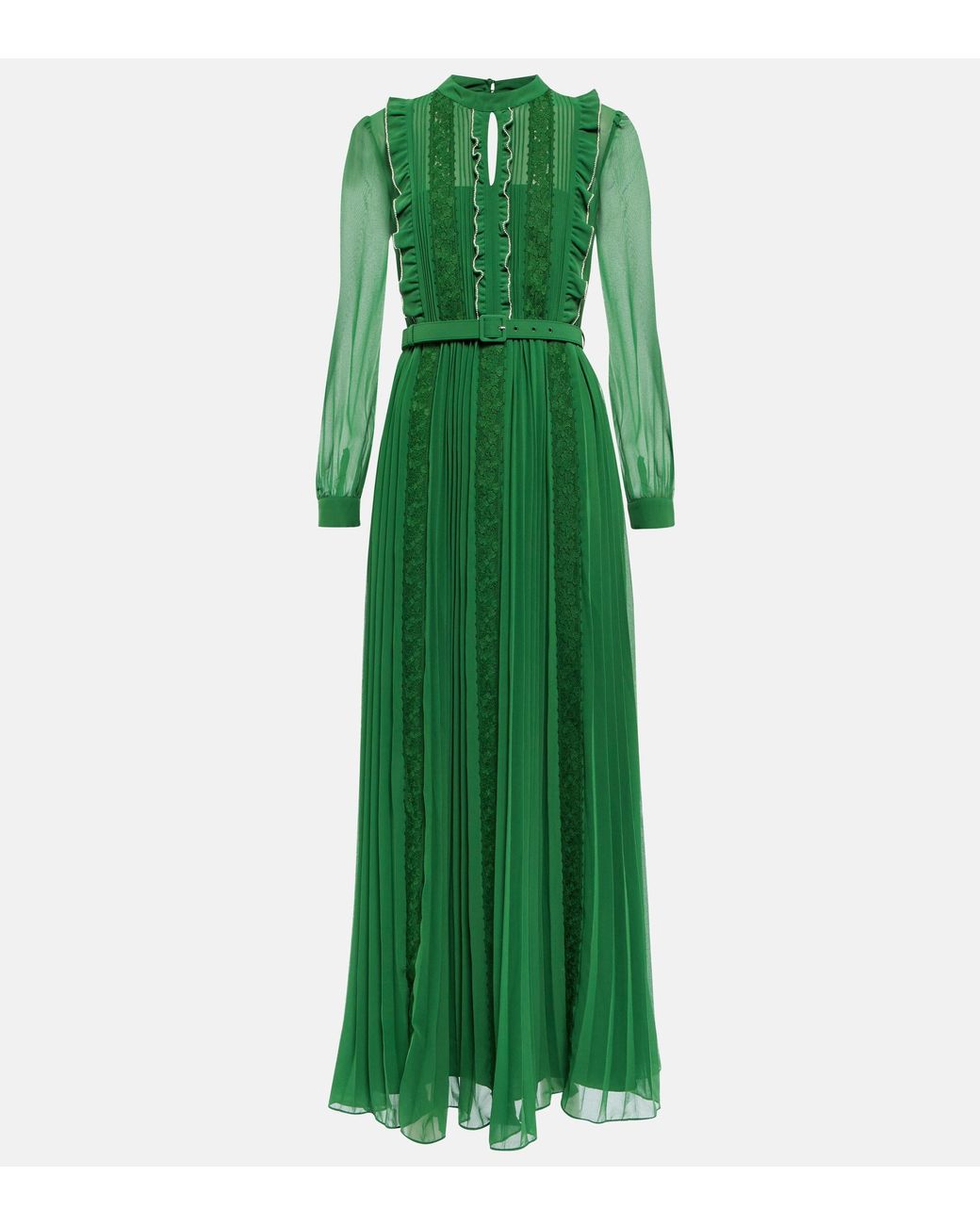 Self-Portrait Embellished Chiffon Gown in Green | Lyst