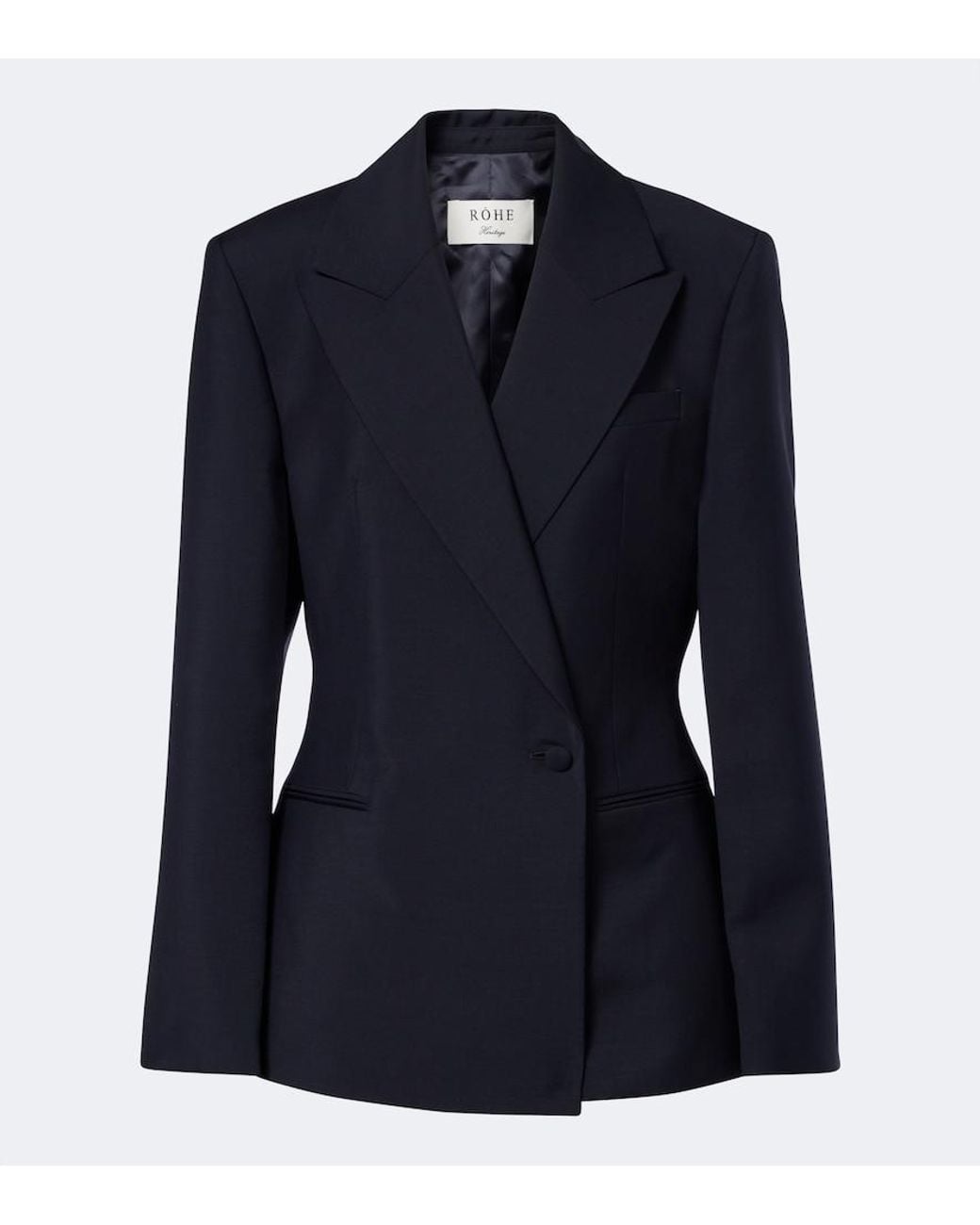 Rohe Blue Double-Breasted Wool And Mohair Blazer