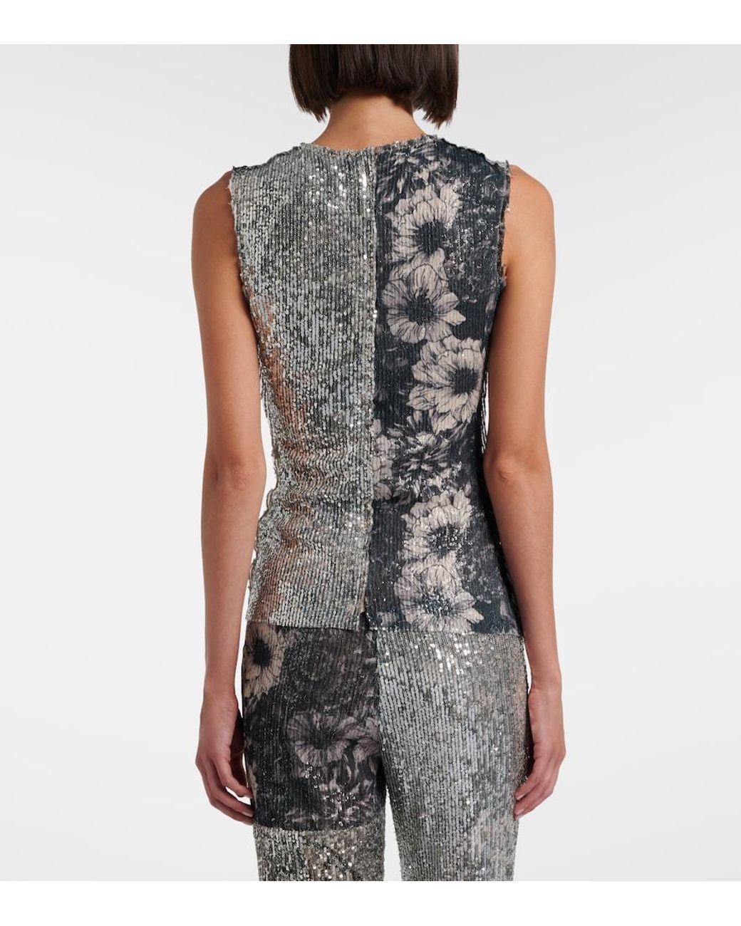 Maison Margiela Gray Sequined Patchwork Top