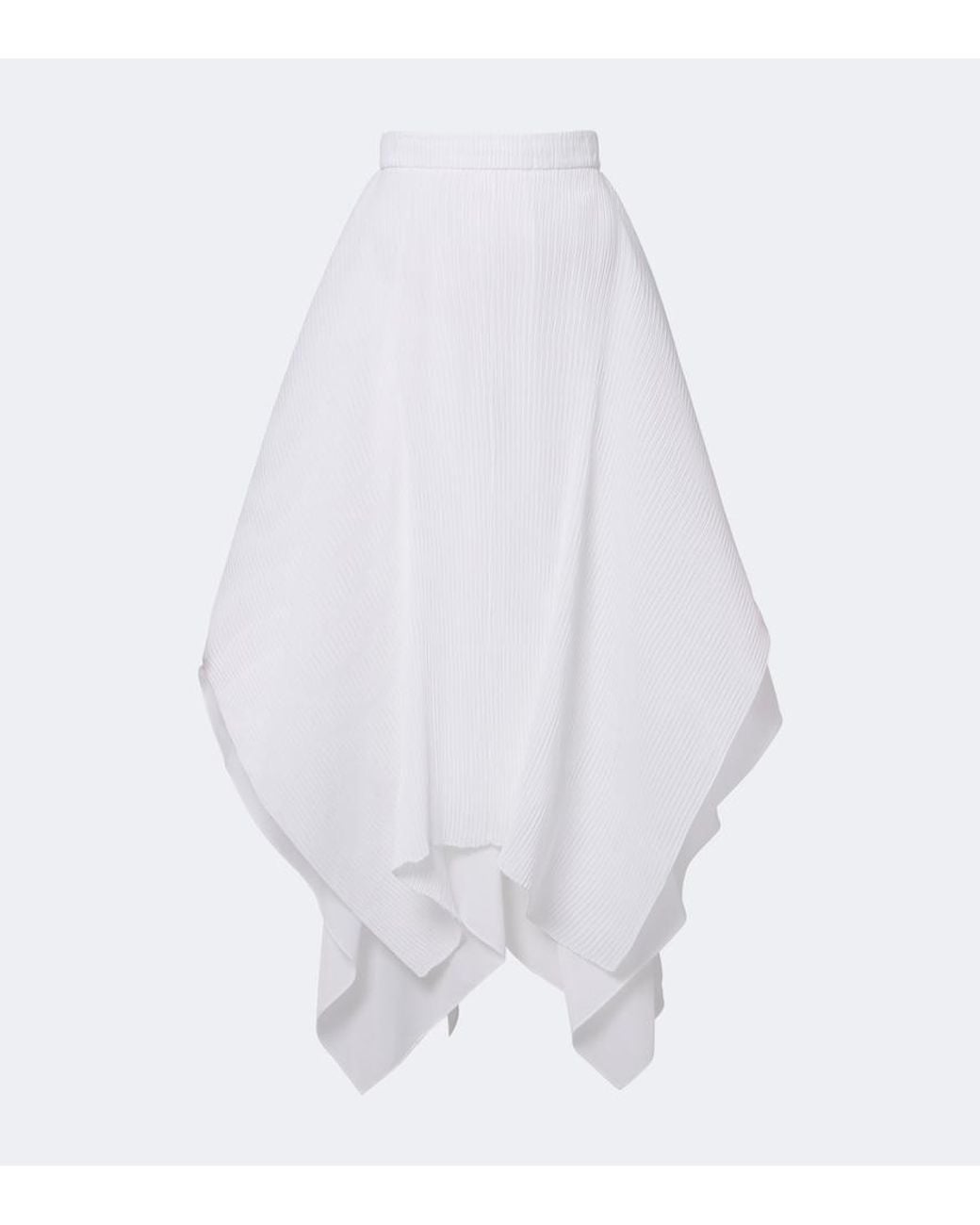 J.W. Anderson White Pleated Asymmetric Midi Skirt