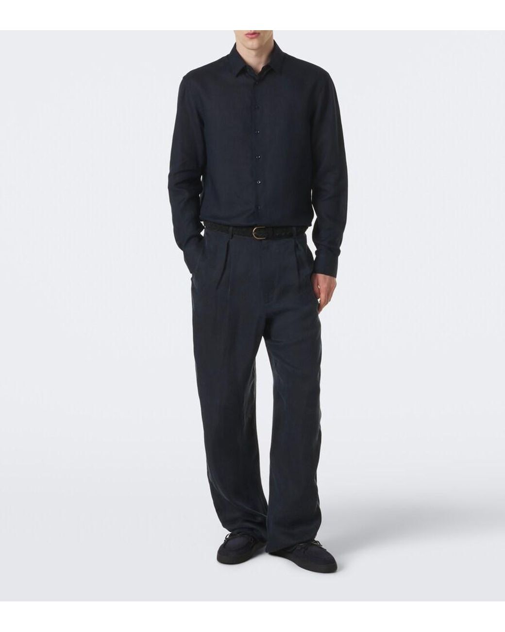 Giorgio Armani Blue Linen Shirt for men