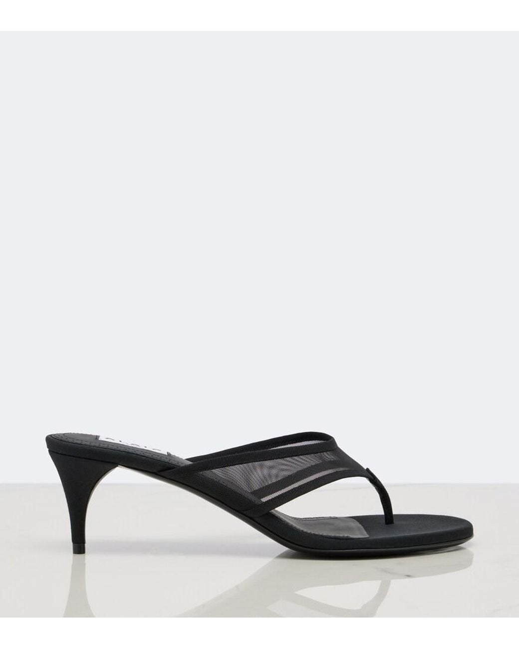 Alaïa Black Mesh Thong Sandals