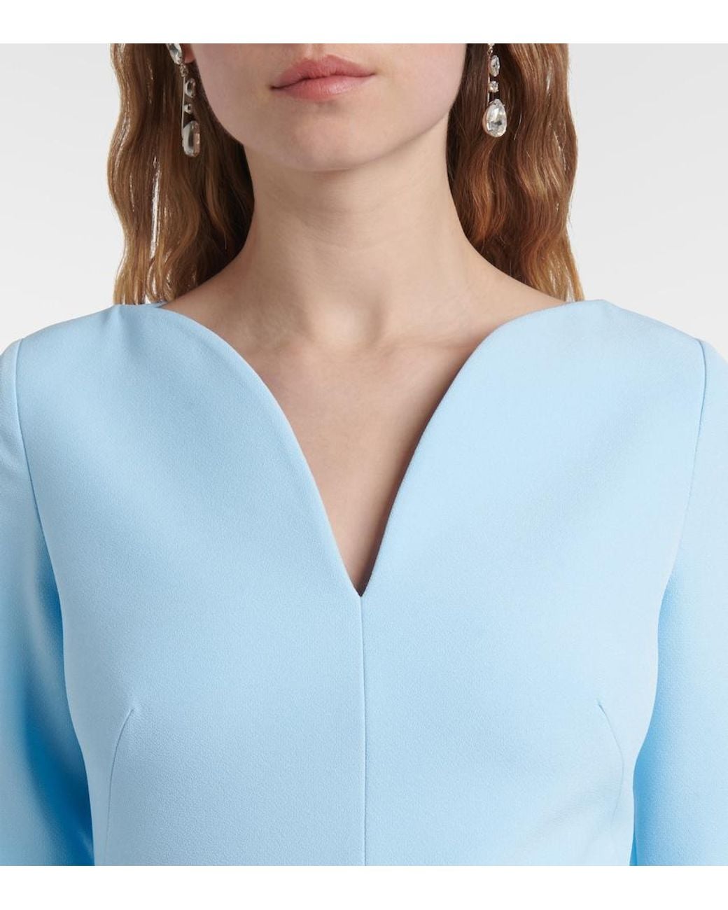 Safiyaa Blue Clemence Ruffled Crepe Gown