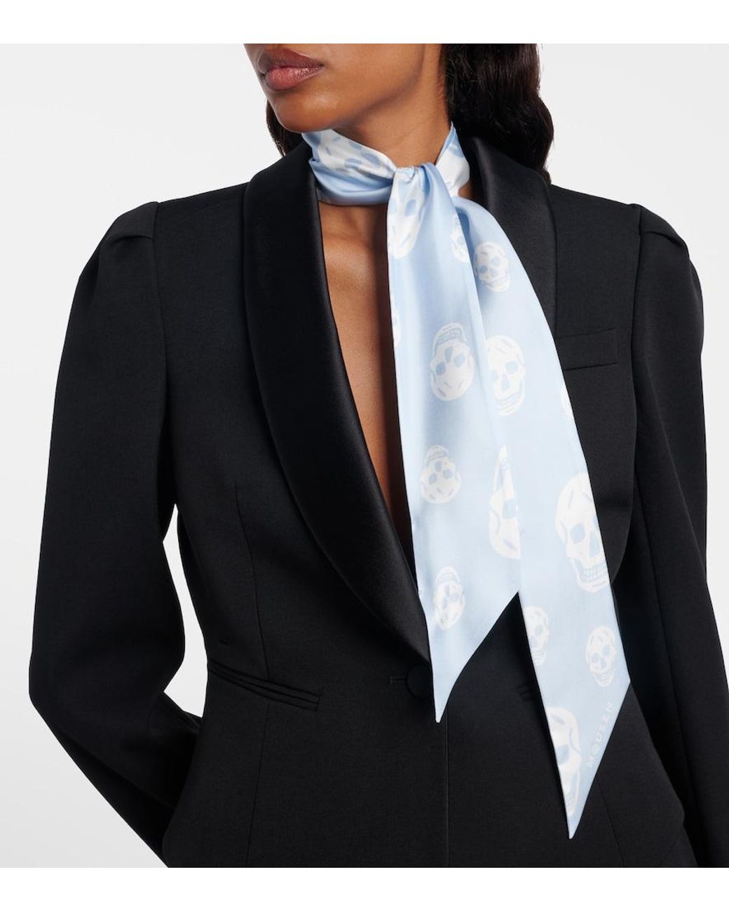 McQueen White Skull Silk Scarf