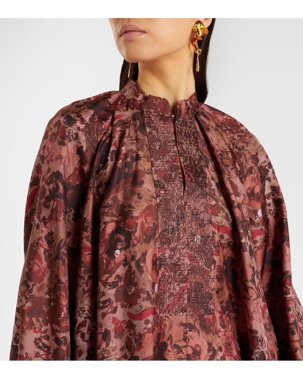 Max Mara Red Alpe Embellished Silk Maxi Dress