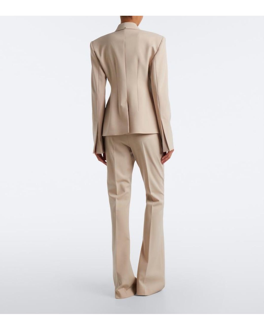 Sportmax Natural Wool-Blend Flared Pants