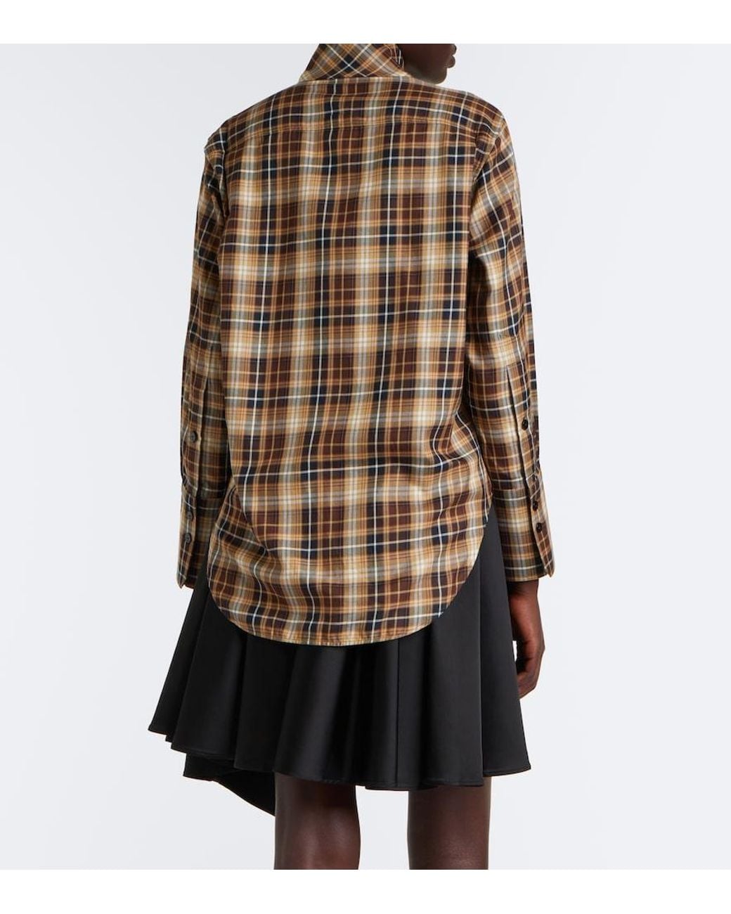 Patou Brown Bow-Detail Checked Cotton Shirt