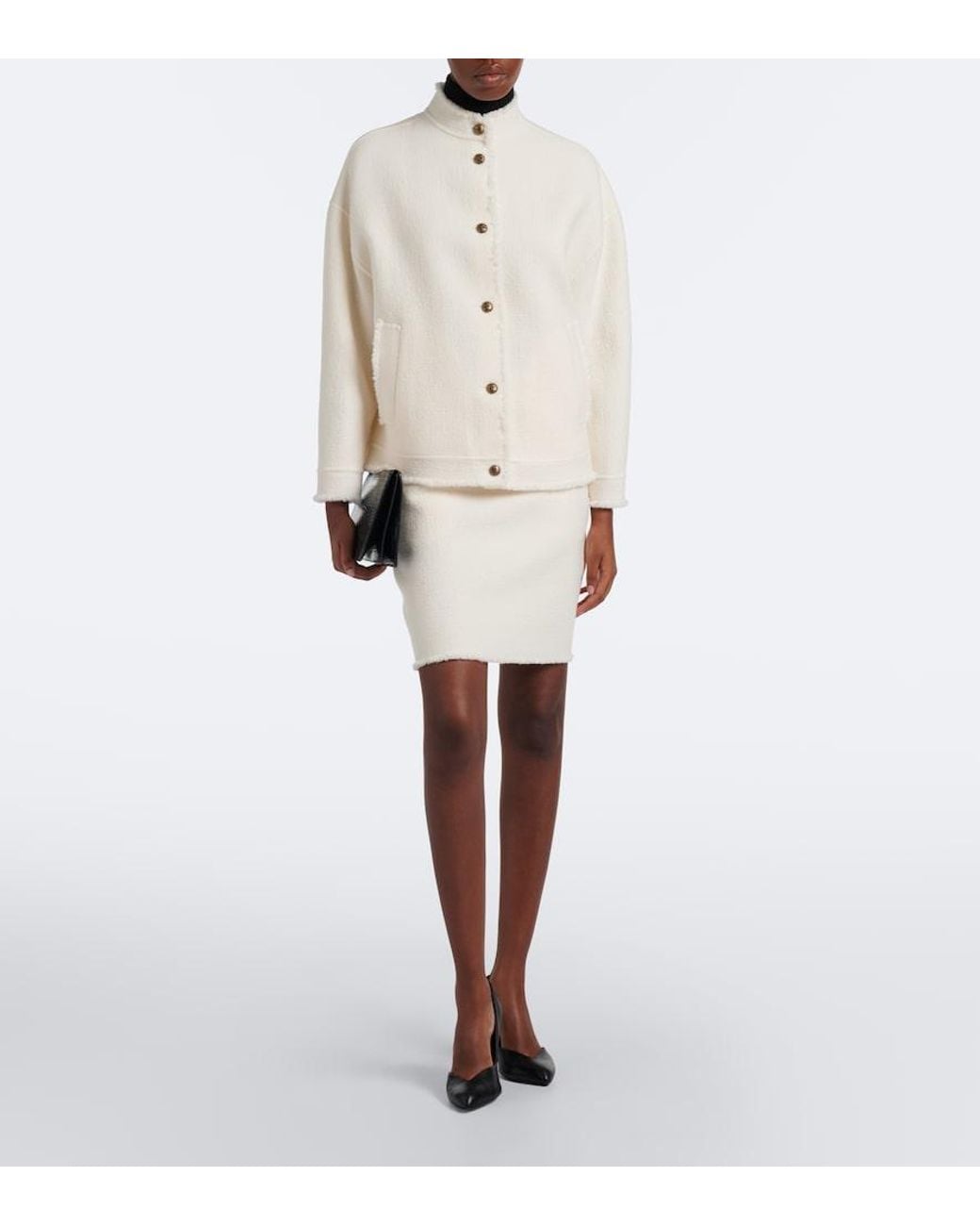 Max Mara White Virgin Wool Jersey Miniskirt