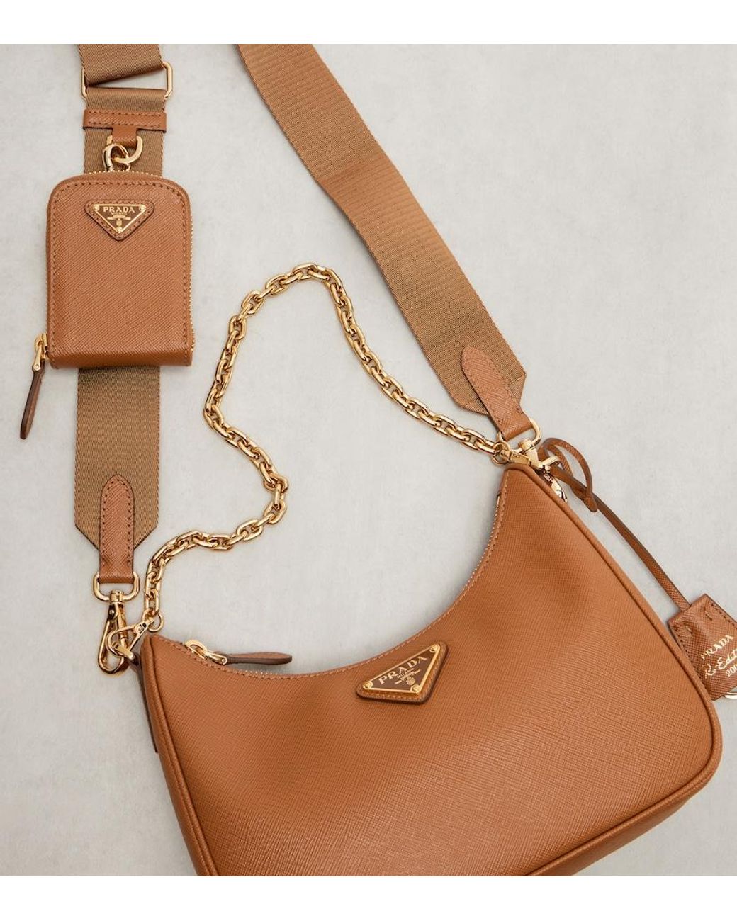 Prada Brown Re-Edition 2005 Small Leather Shoulder Bag