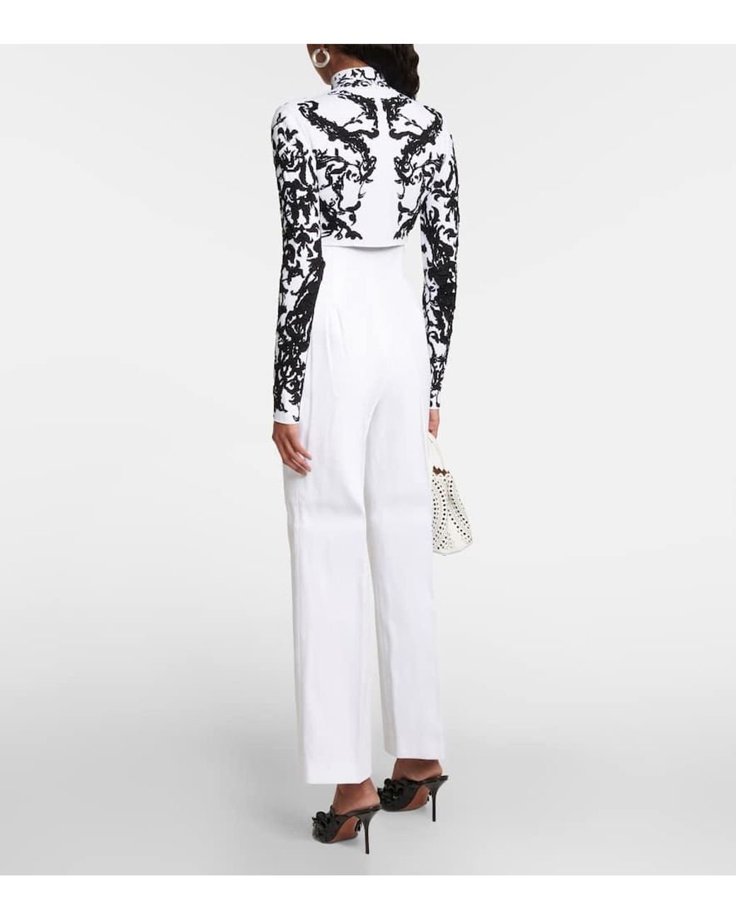 Alaïa Black Calligraphy Jacquard Crop Top