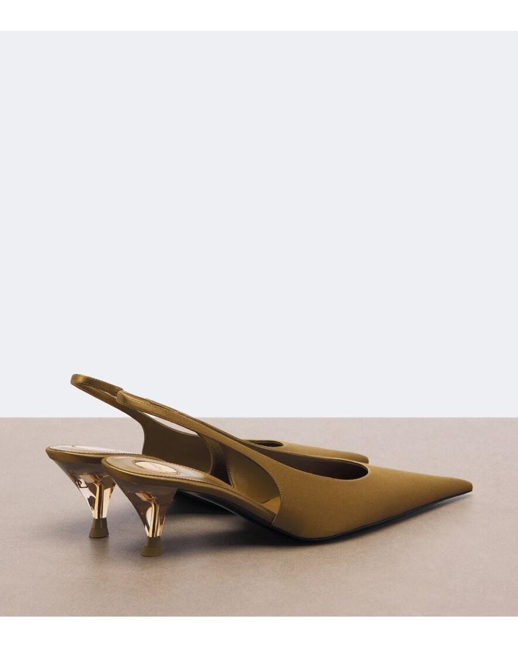 Saint Laurent Metallic Fanny Satin Slingback Pumps
