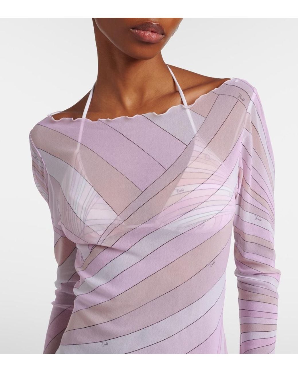 Emilio Pucci Pink Iride Sheer Tulle Maxi Dress