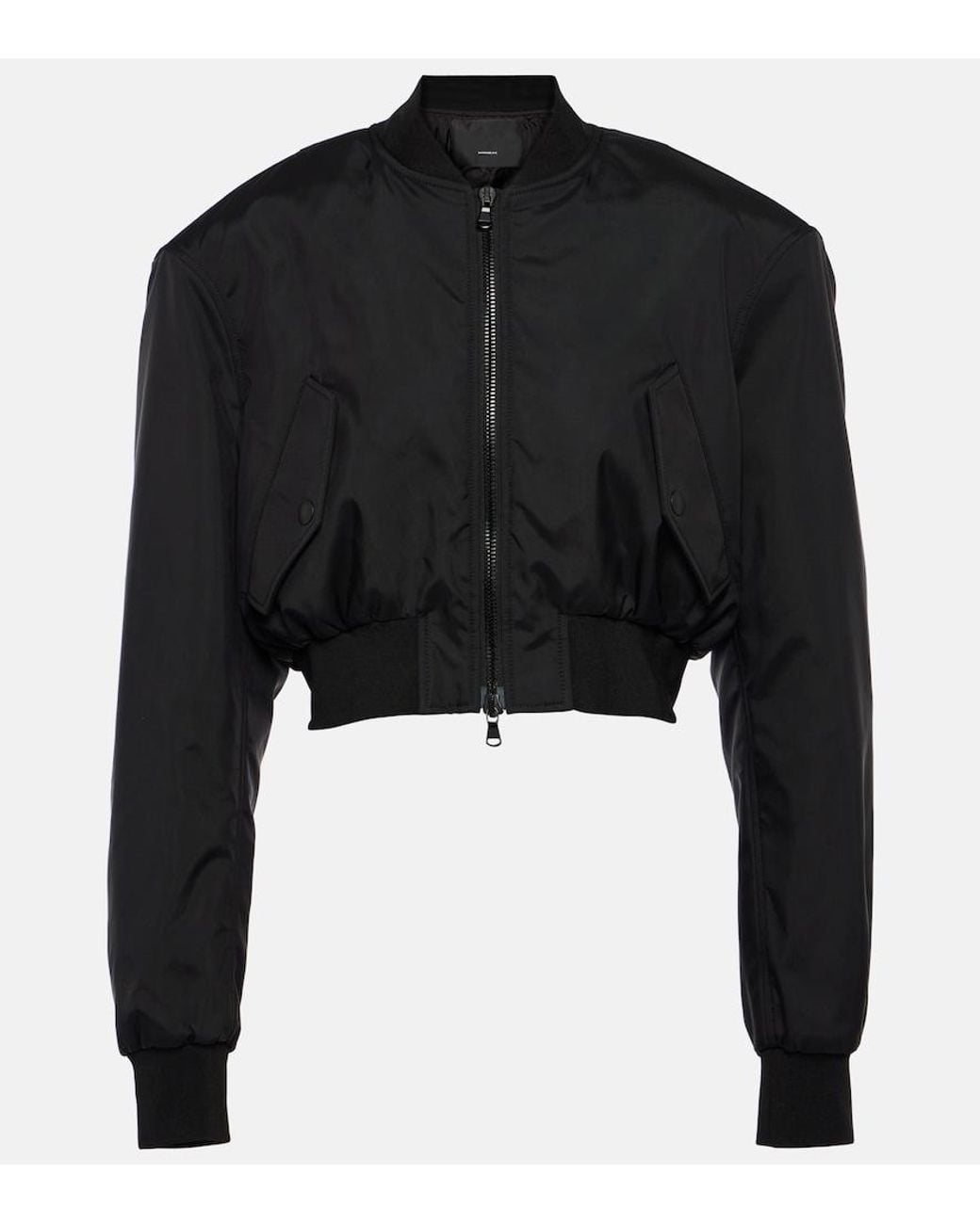 Chaqueta Bomber Cropped Wardrobe NYC de color Black