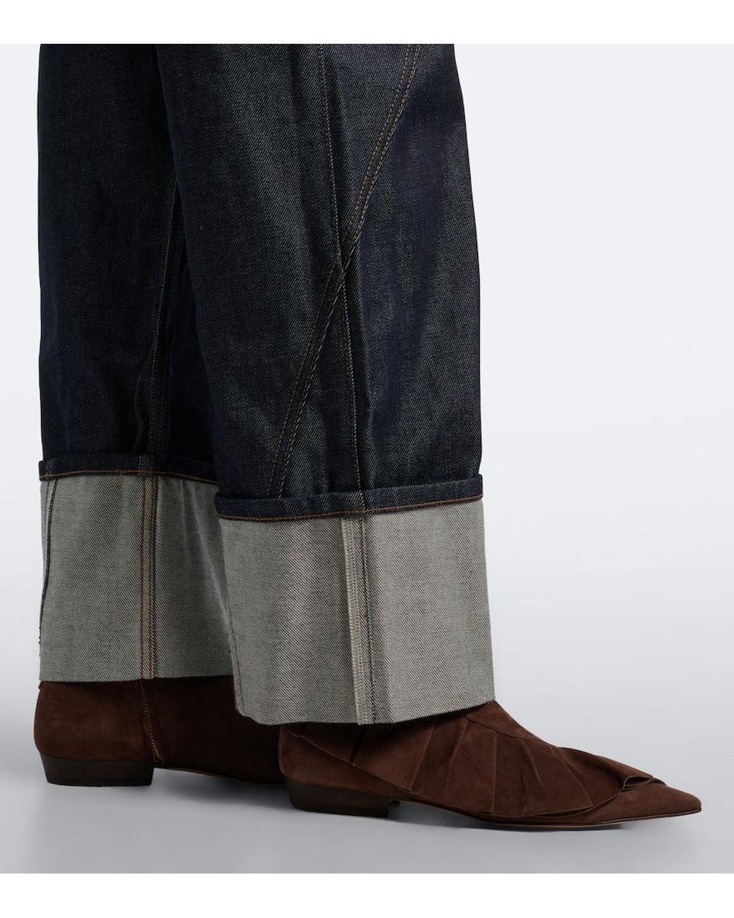 J.W. Anderson Brown Ruffled Suede Ankle Boots