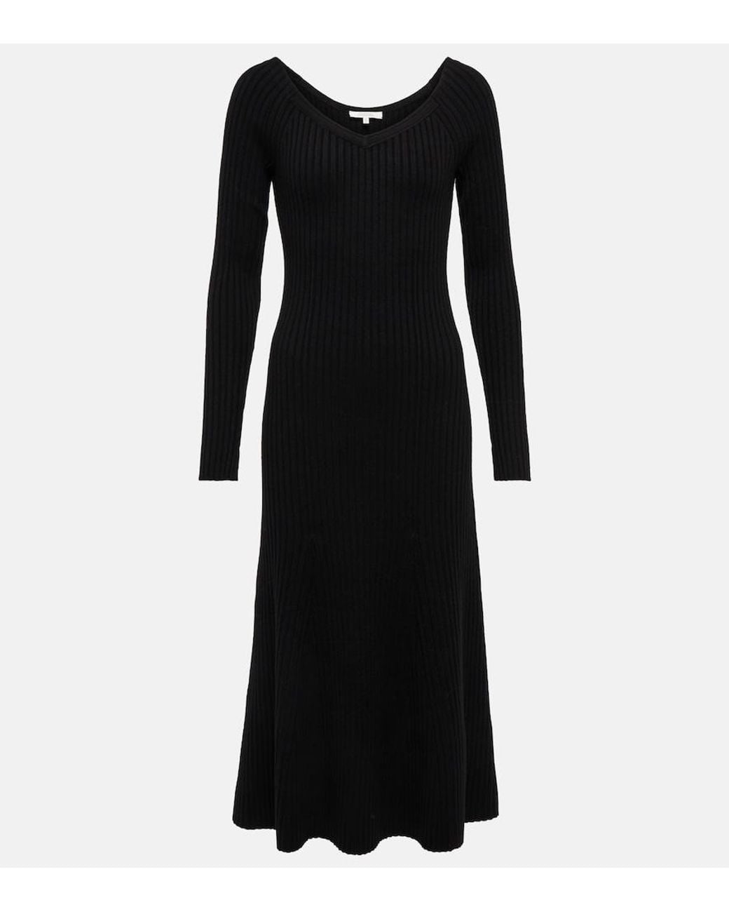 Dorothee Schumacher Black Smooth Silhouettes Wool-Blend Midi Dress