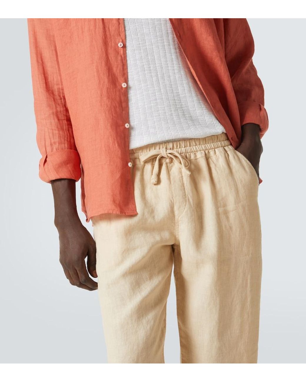 Pantalones Rectos De Lino Fedeli de hombre de color Natural