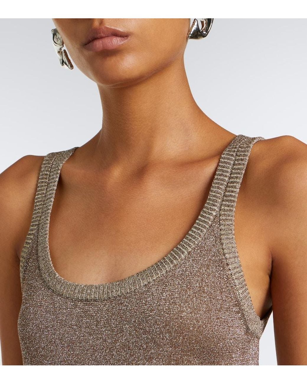 Missoni Brown Knitted Lame Tank Top