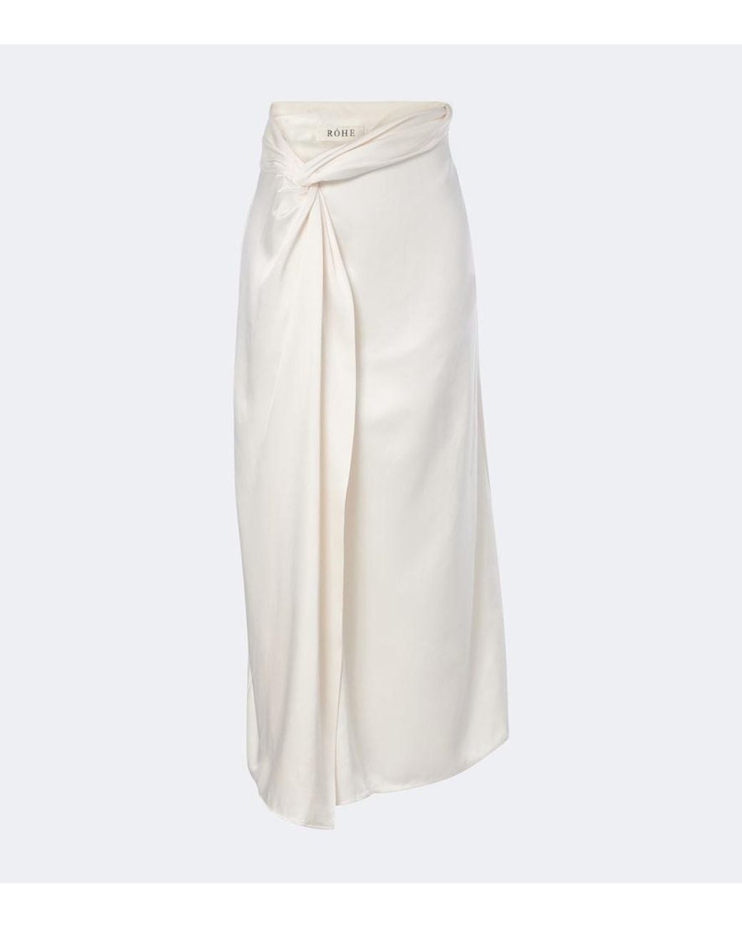 Rohe White Gathered Satin Midi Skirt