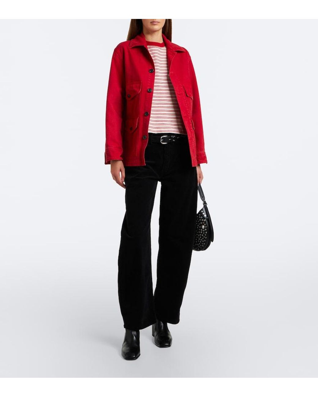 Nili Lotan Black Tribeca Corduroy Barrel-Leg Pants