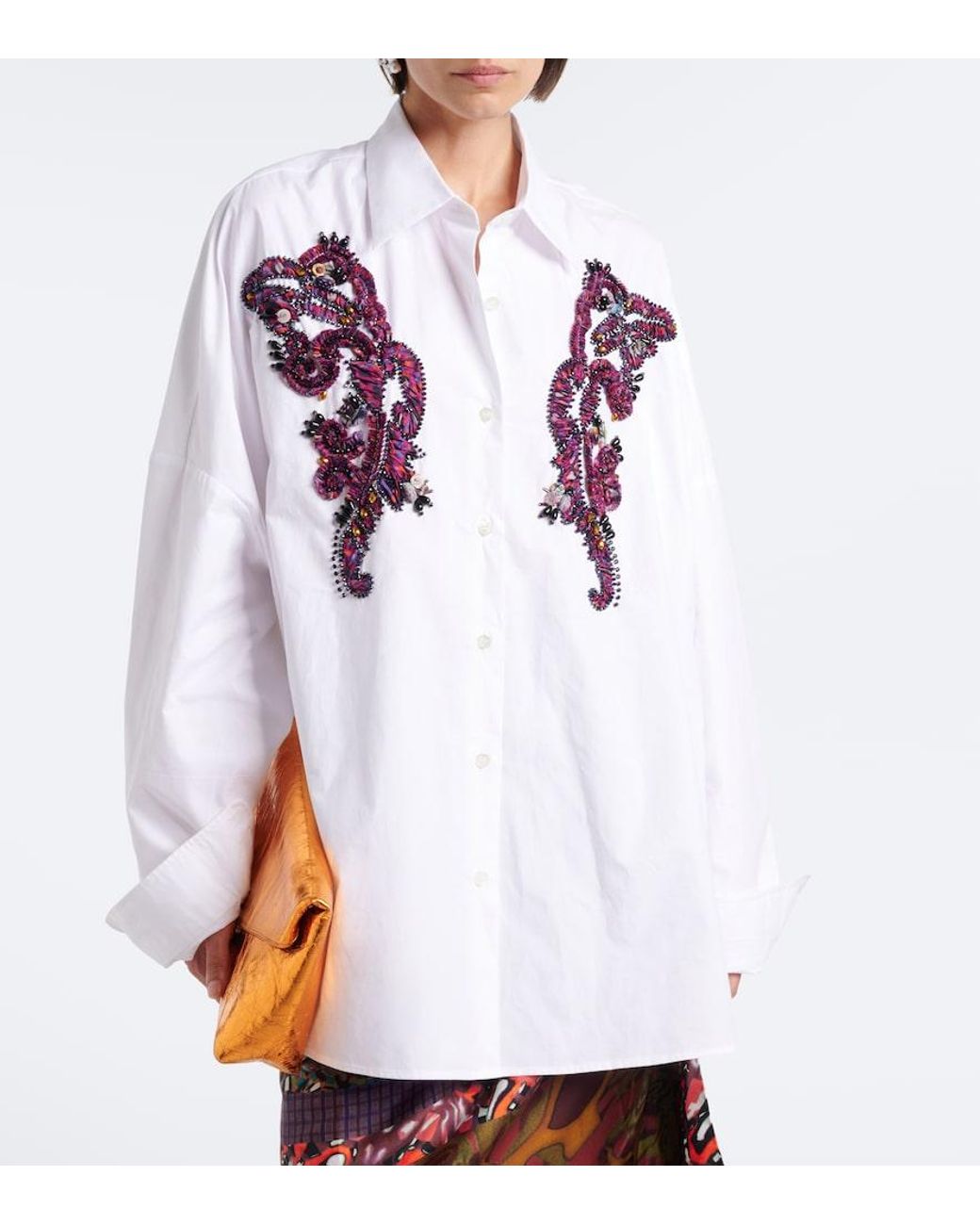 Dries Van Noten White Embellished Cotton Shirt