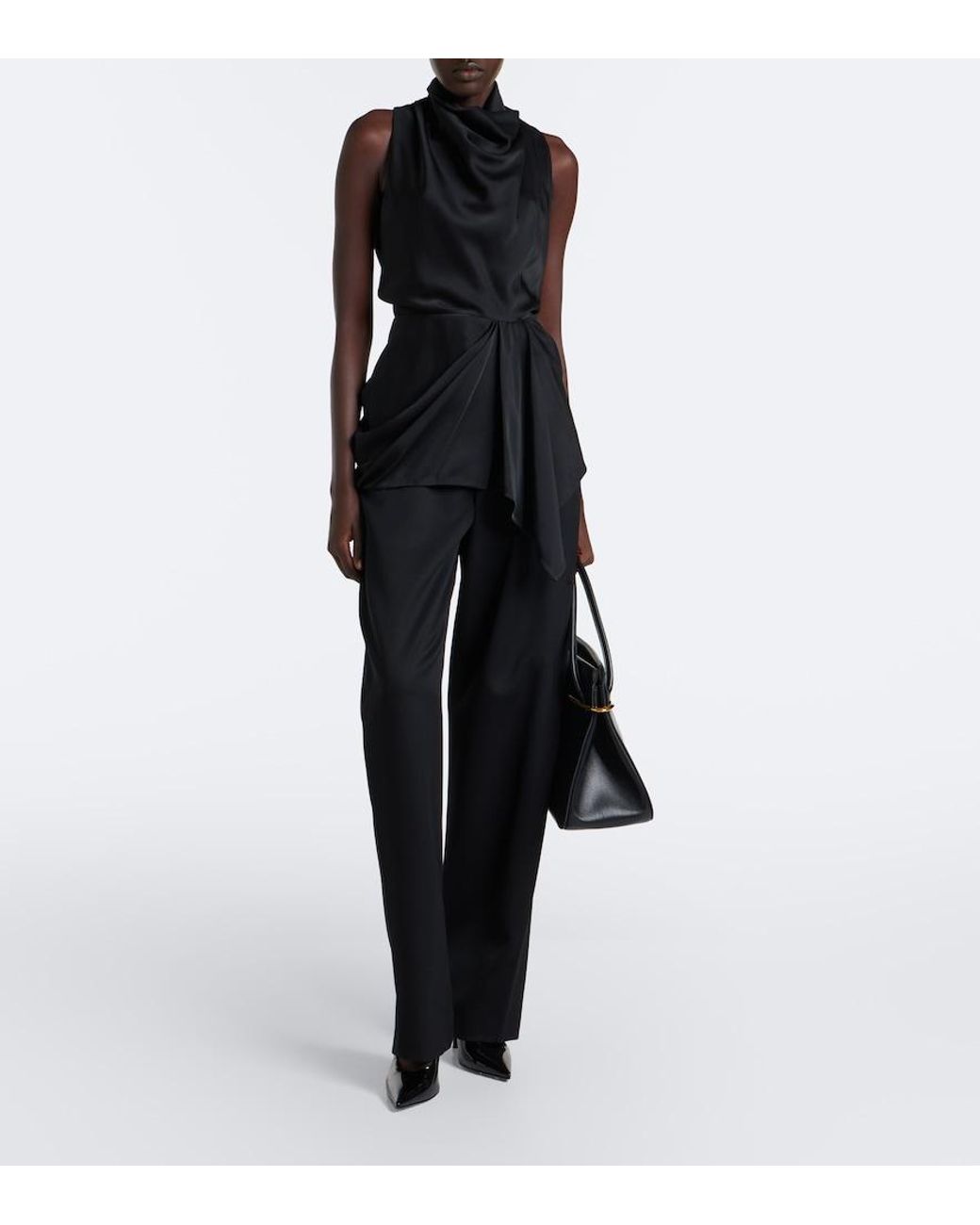 Givenchy Black Draped Satin Top