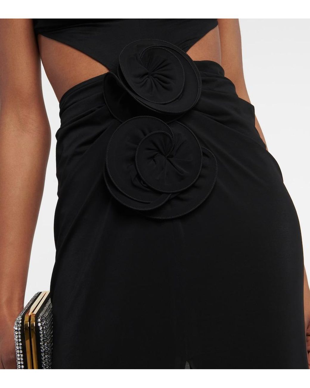 Magda Butrym Black Cut-Out Silk Maxi Dress