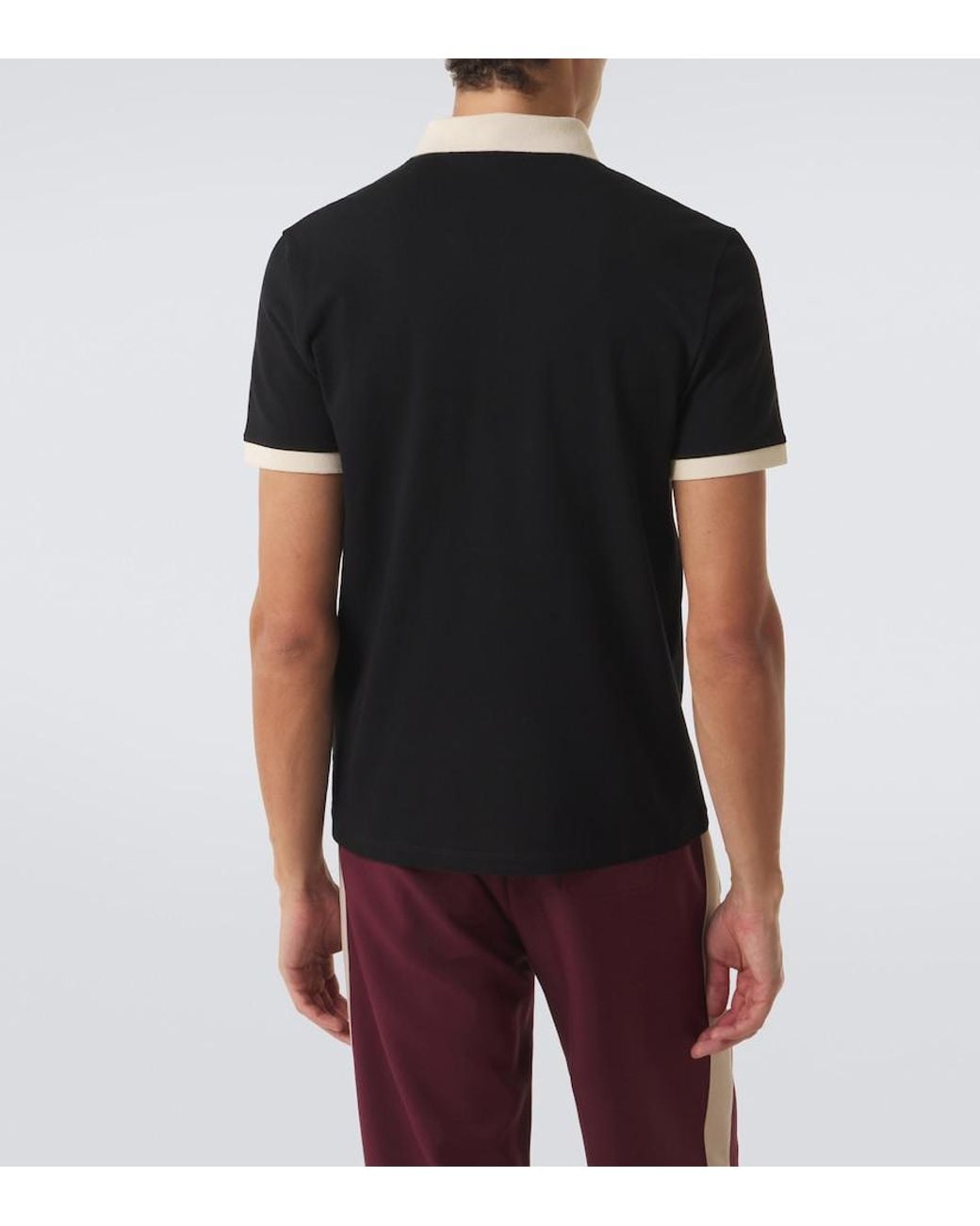 Valentino Garavani Black Vlogo Cotton Pique Polo Shirt for men