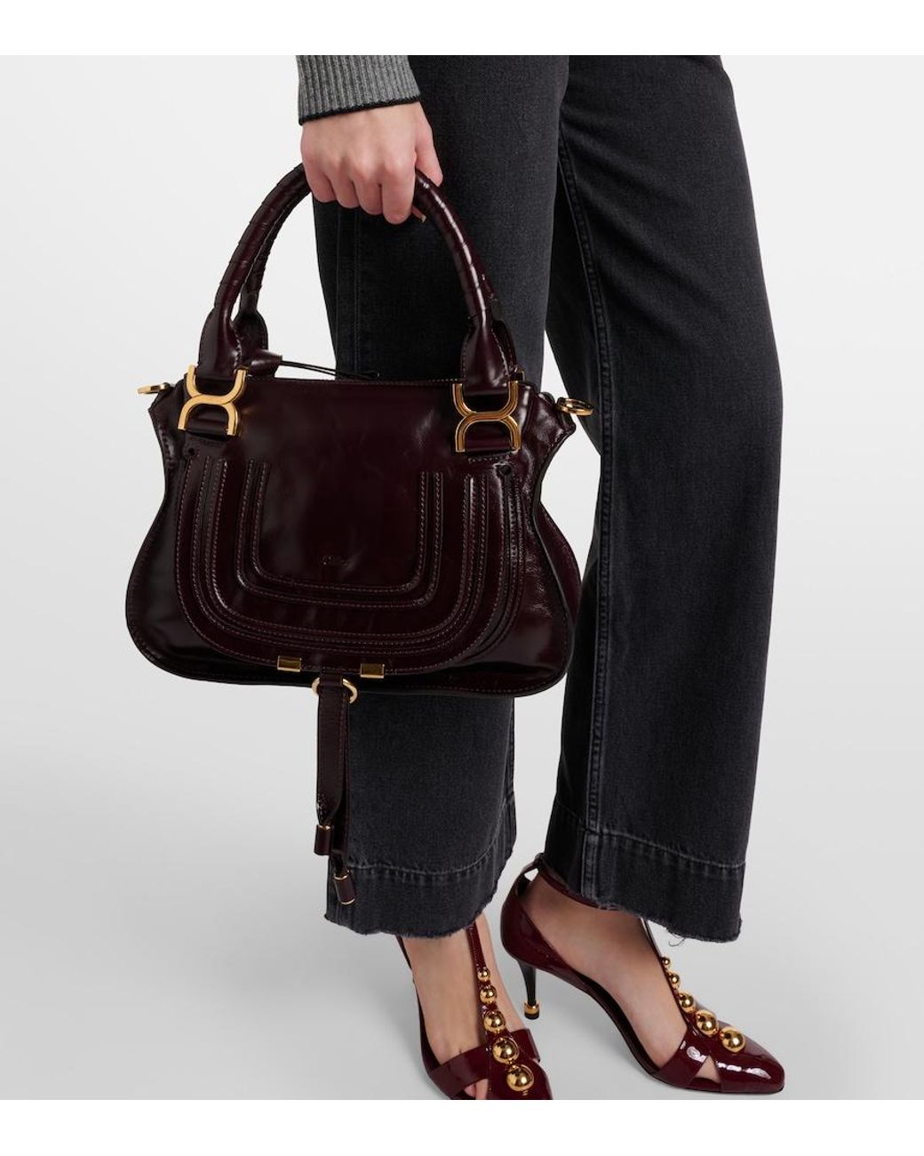 Chloé Black Marcie Small Leather Shoulder Bag