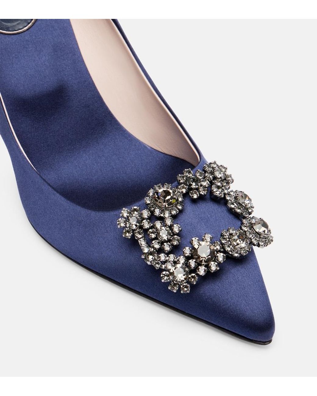 Roger Vivier Blue Efflorescence 65 Embellished Satin Pumps