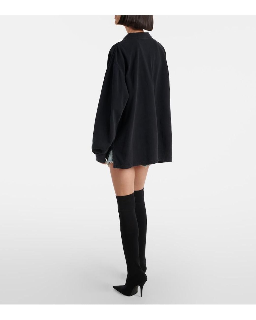 Balenciaga Black Laurel Classic Cotton Pique Polo Shirt