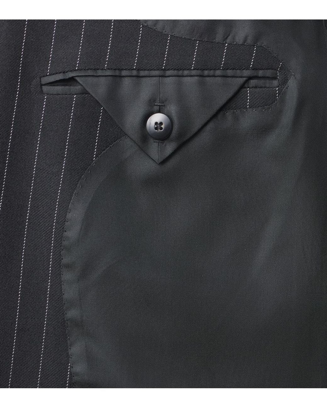 Tom Ford Black Striped Wool Twill Blazer for men