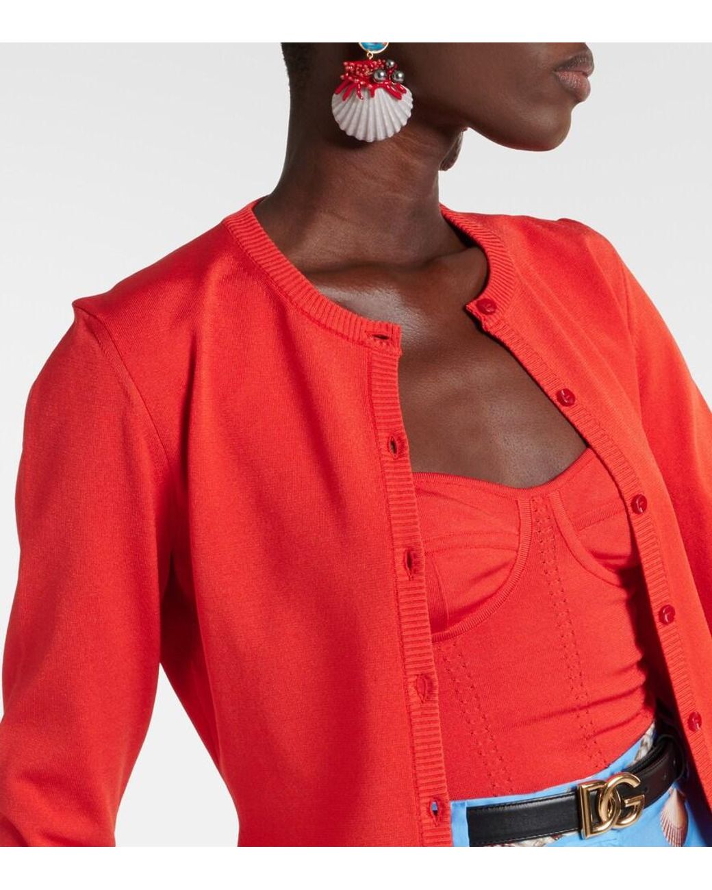 Dolce & Gabbana Red Capri Cardigan