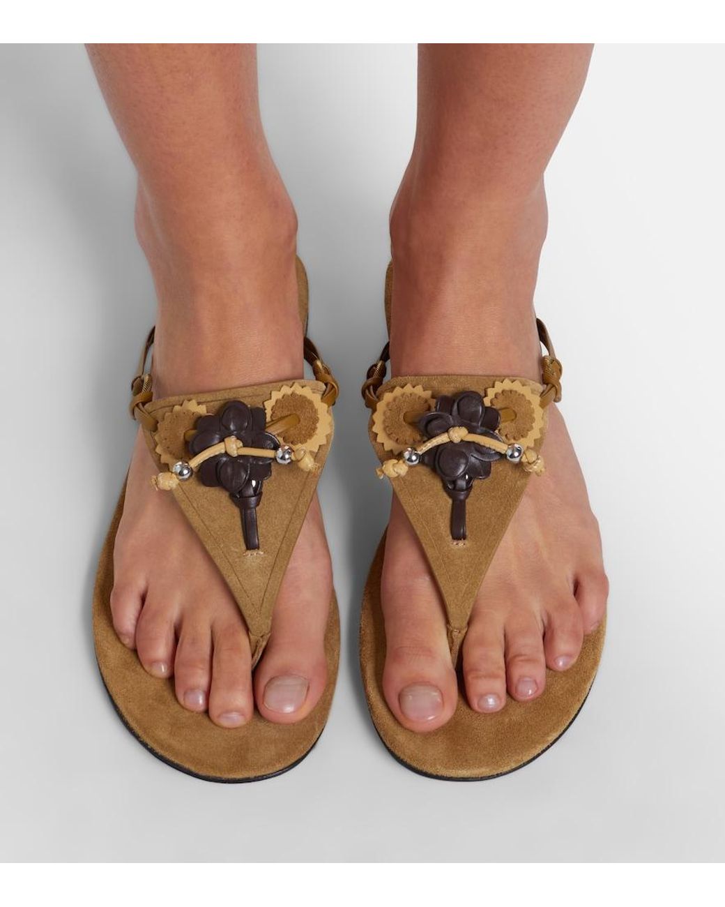 Isabel Marant Brown Elato Suede Thong Sandals